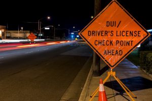 DUI checkpoint road sign