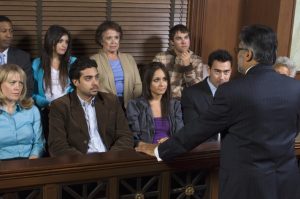advocate and jurors in courthouse